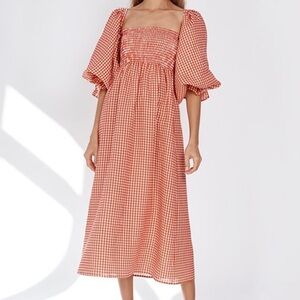 Sleeper Red Gingham Midi Dress